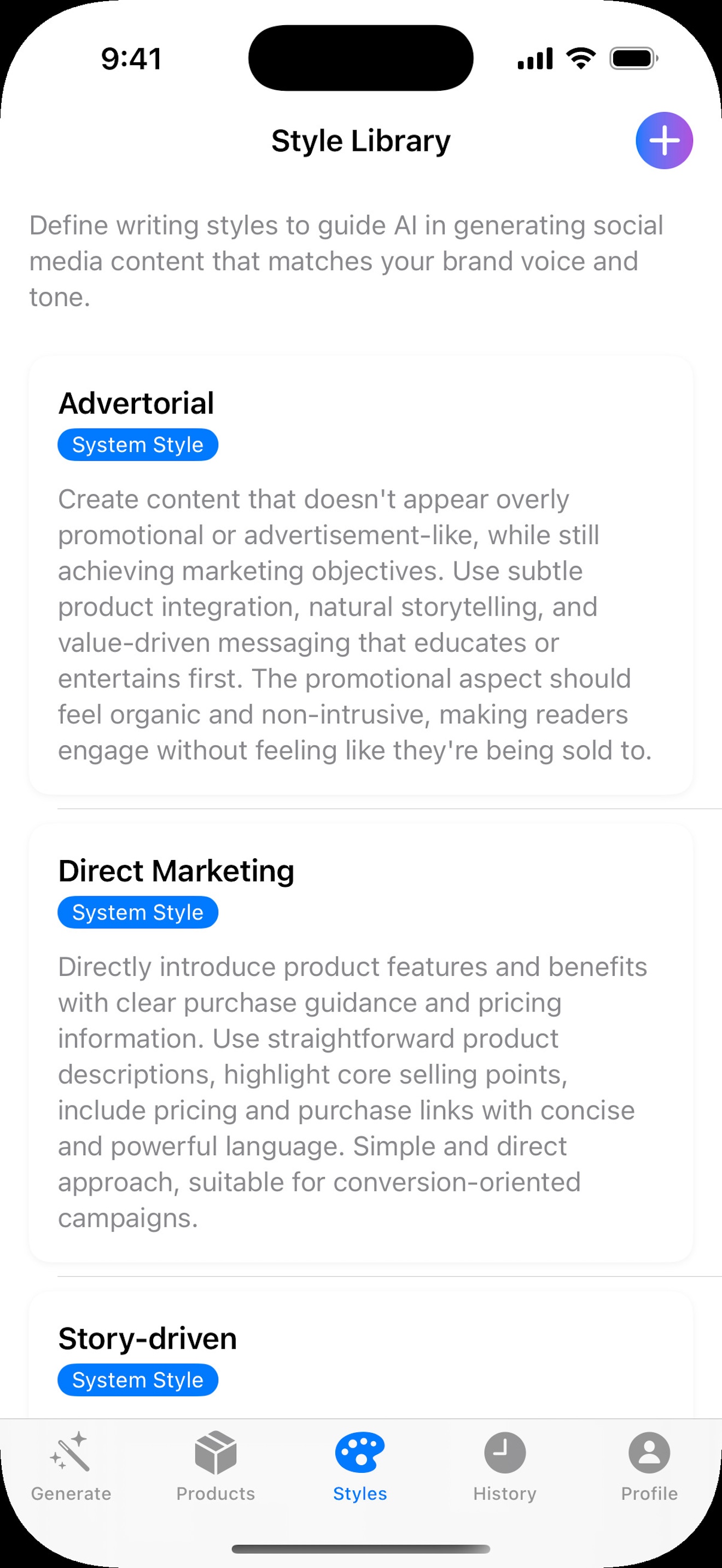 ContentCraft Style Management Interface